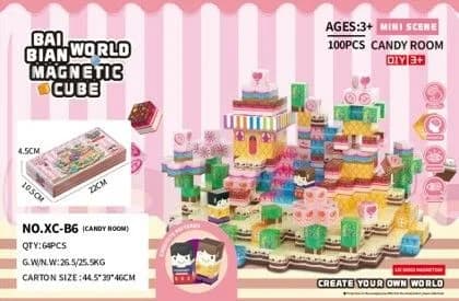 Encastrable Cubo Magnetico Mini Escenas 100 Piezas-candy Room JDMZ-109 – Zumo – Rosa